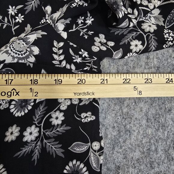 Cato Top Tie Front Kimono Large White Black Floral Short Sleeve Flowy V Neck - Picture 4 of 10